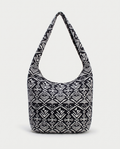 Mandala crossbody bag in Black Diamond print — front view, RABUKO