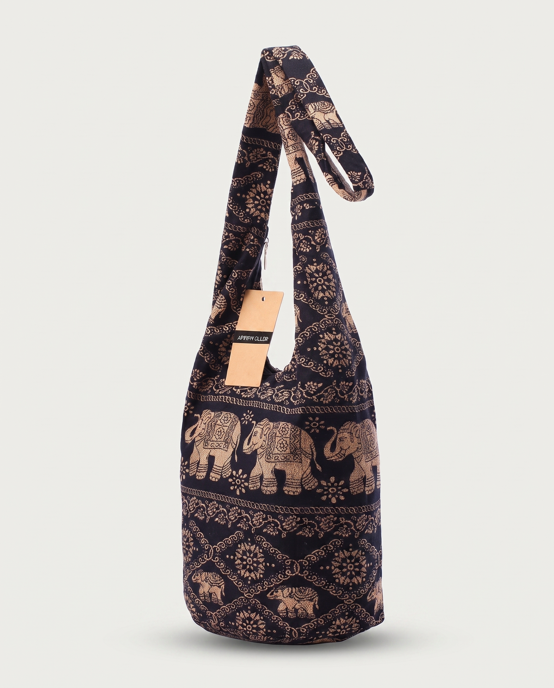 Mandala crossbody bag in Elephant print — front view, RABUKO