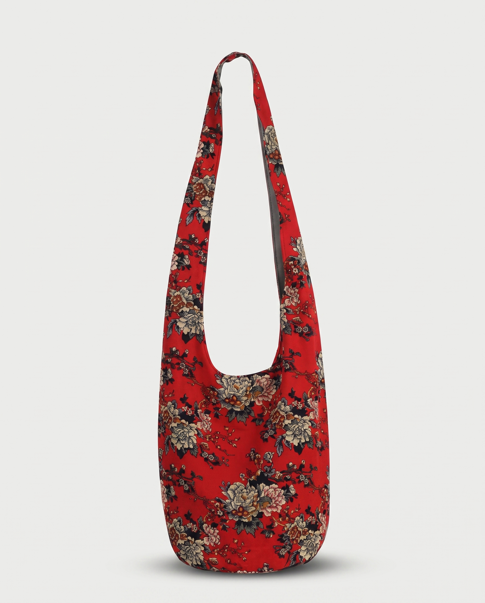 Mandala crossbody bag in Peony print — front view, RABUKO