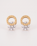 Titanium steel earrings in gold — front view, RABUKO