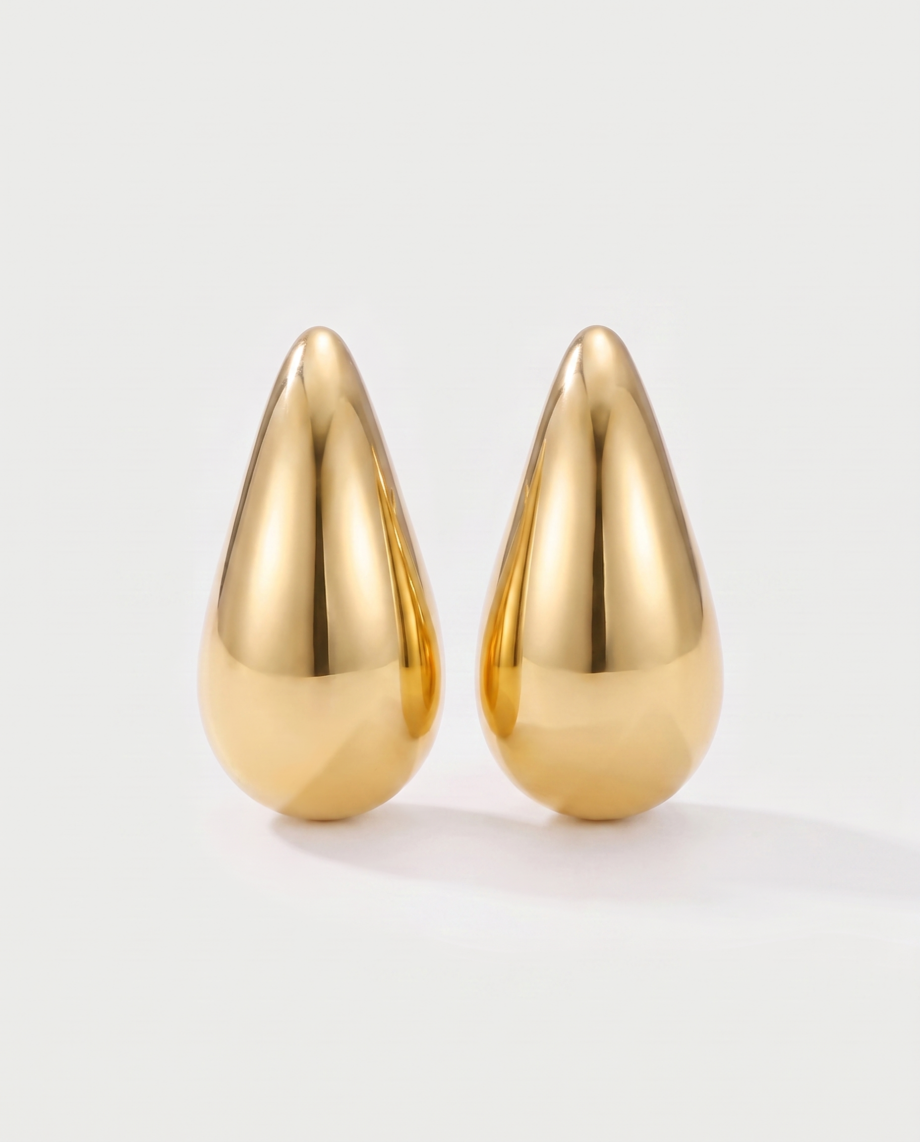 Gold-plated drop earrings — front view, RABUKO