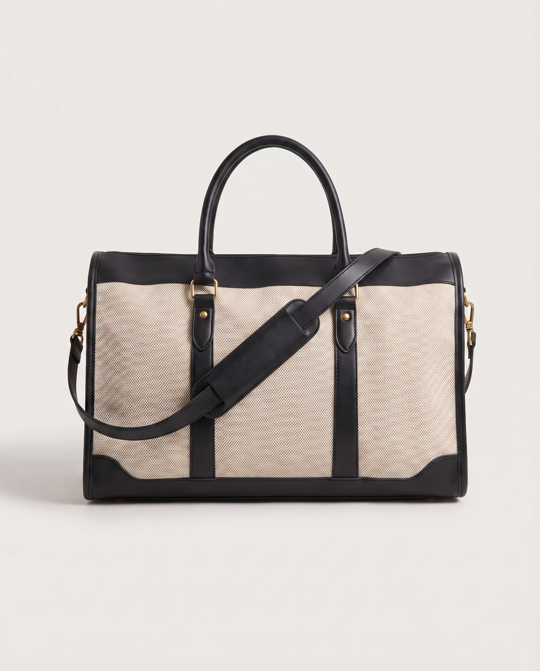 Weekender Travel Tote in black — front view, RABUKO