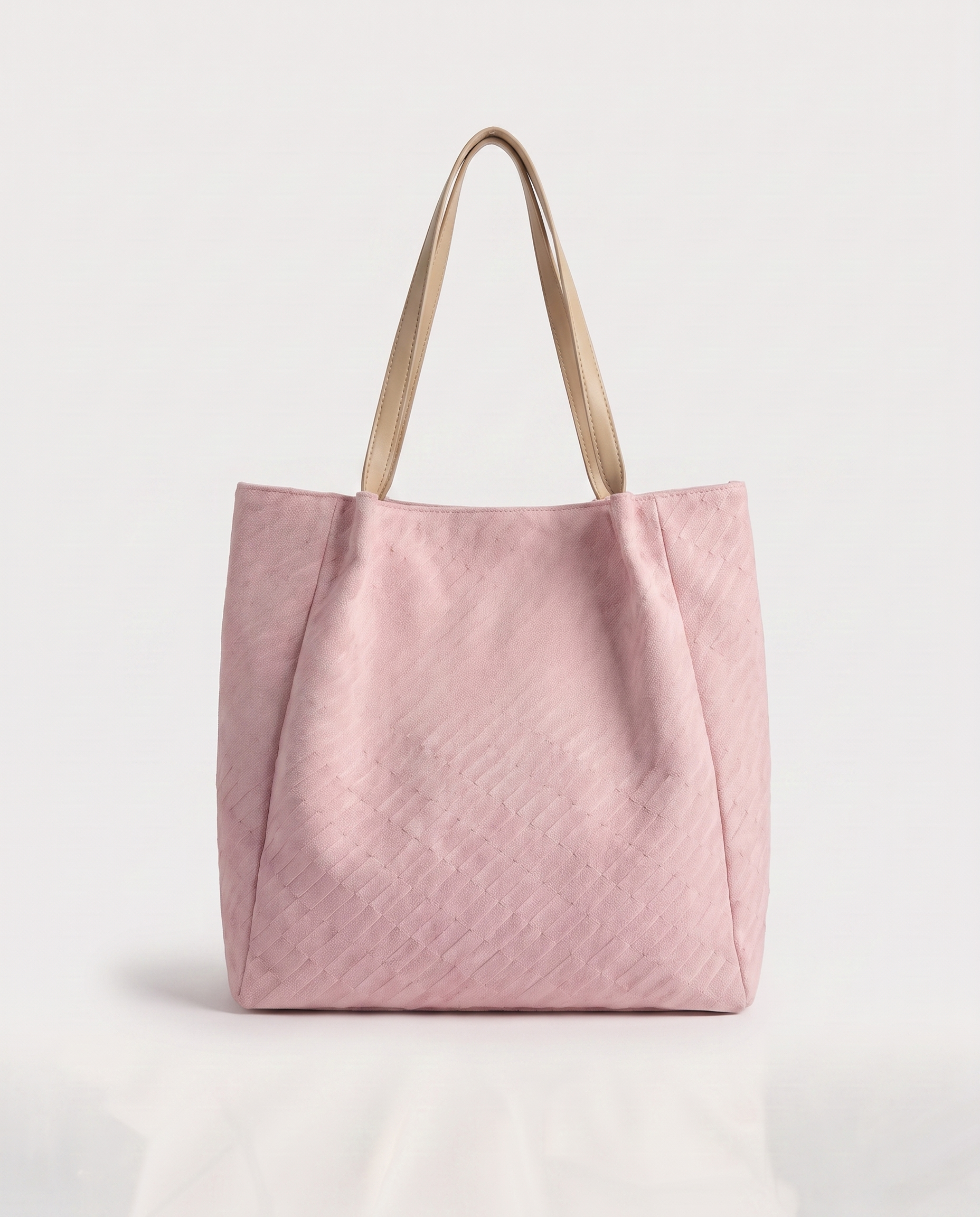 Casual shopper tote in pink — front view, RABUKO