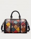 Embossed Leather Boston Bag — front view, RABUKO