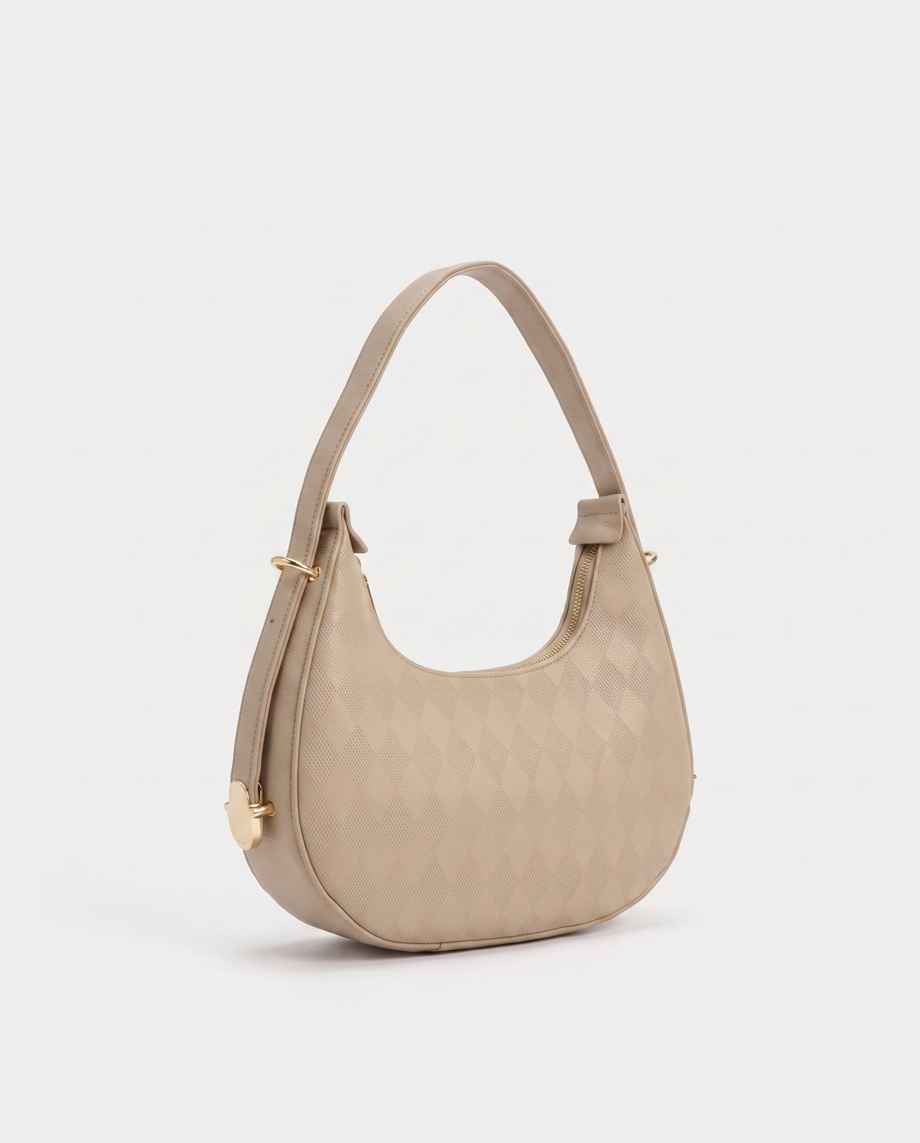 Stitched Flap Bag in khaki — three-quarter view, RABUKO